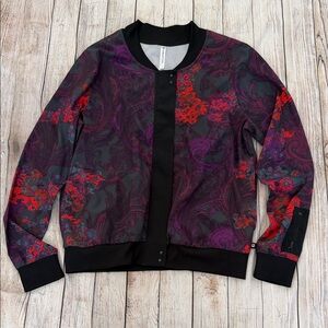 Fabletics Red and Purple Patterned Bomber Jacket
